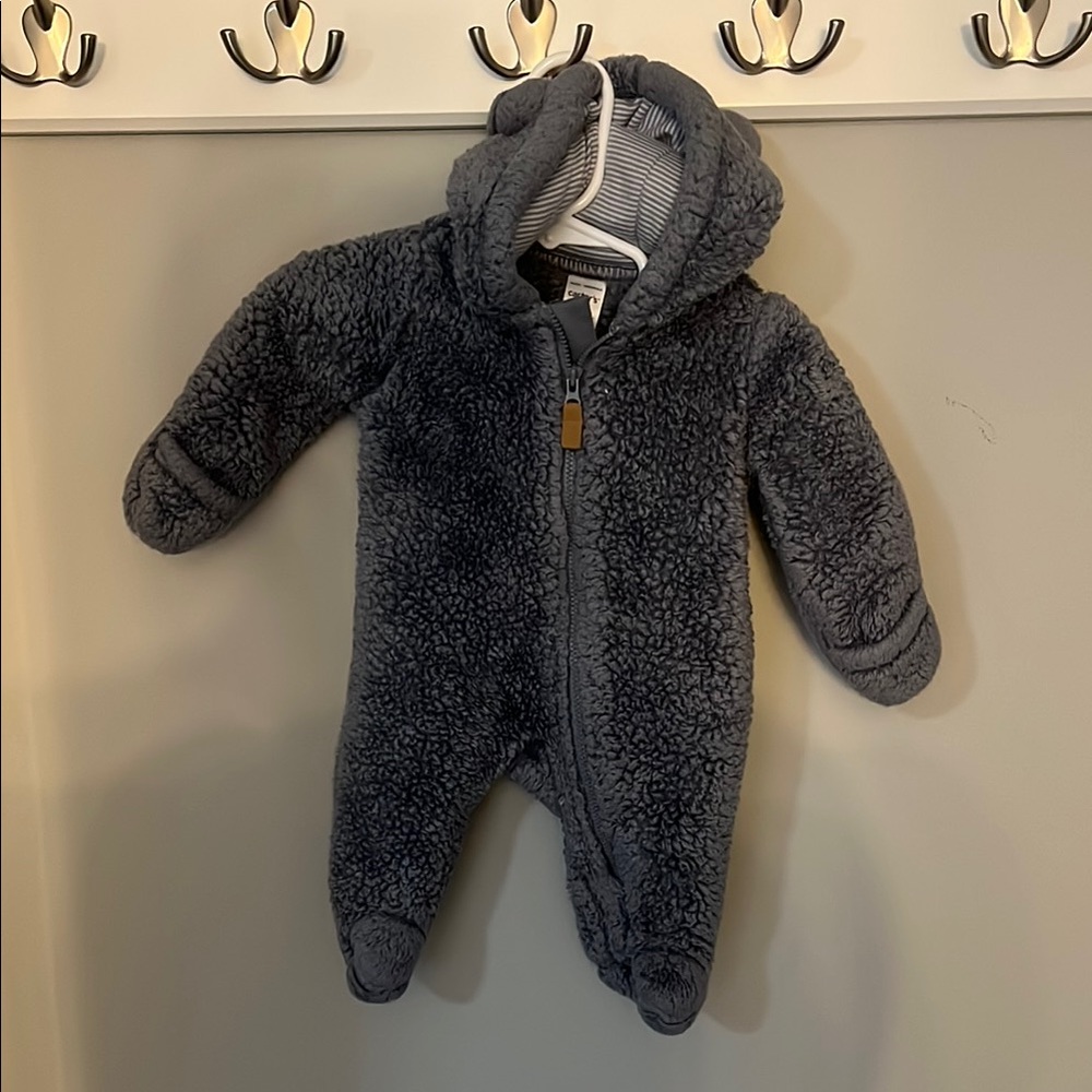 Very Gently Worn Cozy Charcoal Kids One Piece - Carters Newborn